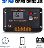 ECO-WORTHY 100 Watt 12 Volt Solar Panel Kit for RV Battery Boat Trailer Cabin Garden Shed Home: 100W Solar Panel+30A PWM Charge Controller+ Tray Cable + Z Mounting Brackets