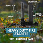 The Friendly Swede XL Ferro Rod Fire Starter Tool — Flint and Steel Fire Starter Survival Tool w/Large Ferro Rod; Weatherproof Firestarter for Camping & Hiking; Flint and Steel Kit w/Cylinder Case