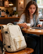 Large Travel Gym Backpack Women Carry On Backpack Flight Approved Hiking Waterproof Rucksack Casual Daypack Laptop bags airplanes Shoes Compartment Personal Item Travel Weekender Bag Essentials Beige