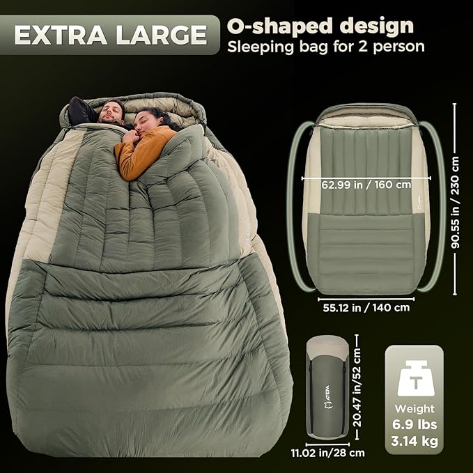 ATEPA Down Sleeping Bag, 700FP Mummy Cold Weather Ultralight 3 Season Compact Packable Waterproof Sleeping Bag with Stuff Sack for Backpacking Camping Hiking Traveling