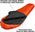 Bessport Mummy Sleeping Bag | 15-45 ℉ Extreme 3-4 Season Sleeping Bag for Adults Cold Weather– Warm and Washable, for Hiking Traveling & Outdoor Activities