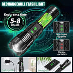 2Pack Rechargeable Flashlights, 100000 High Lumens Super Bright Led Tactical Flashlight with 5 Modes, High Power Waterproof Dual Button/Dual interfaceFlashlight for Emergency, Outdoor, Camping
