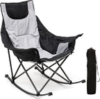 SUNNYFEEL Rocking Camping Chair, Luxury Padded Recliner, Oversized Folding Lawn Chair with Pocket, Heavy Duty for Outdoor/Picnic/Lounge/Patio, Portable Camp Rocker Chairs with Carry Bag