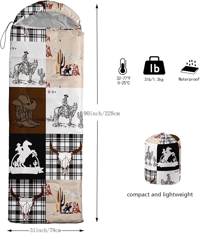 Sleeping Bags for Adults and Kids，3D Printing Camping Sleeping Bag for Girls Boys Lightweight Waterproof Cold/Warm 3-Season，Outdoor Travel with Compression Bags