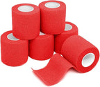 FriCARE Self Adhesive Bandage Wrap, Medical Tape in First Aid Kit, Cohesive Bandages for Wounds Sport Vet, FSA/HSA Eligible, 2 Inches X 5 Yards 6 Rolls, Red