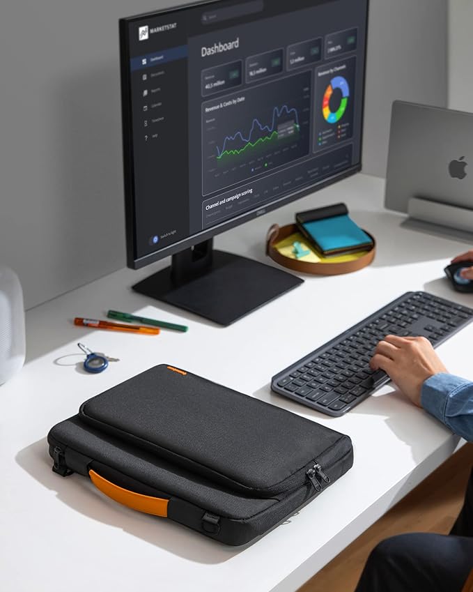 tomtoc 360 Protective Laptop Shoulder Bag for 15.6 Inch Lenovo IdeaPad Gaming 3, Acer Nitro 5 Gaming Laptop, ASUS 15.6-16 Inch ASUS Strix G16/G15, Dell XPS 17, Water-Resistant Accessory Carrying Case