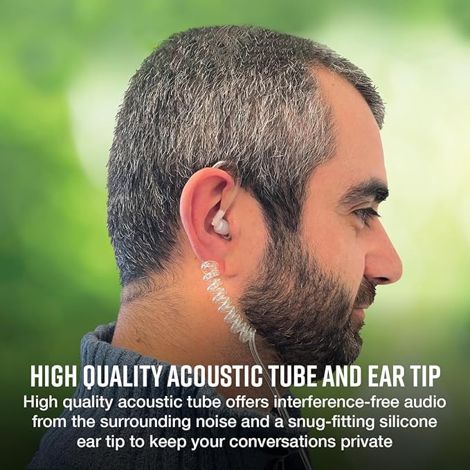 Cobra RX380TTC 2-Pack Walkie Talkies & Compatible Cobra GA-SV01 2P Surveillance Headset Microphones: Rechargeable, 40 Preset Channels, Long Range 32-Mile Two-Way Radio Set, Camo