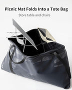 ONEFOREST Camping Table with 2 Camping Chairs and Picnic Blanket, Blanket Tote to Organize Table and Chairs for Outdoor Hiking Picnics BBQ Cooking