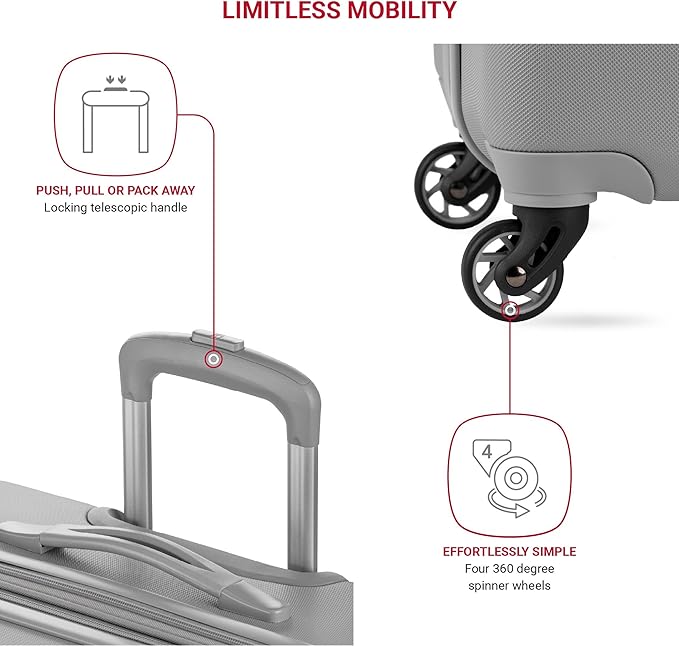 SwissGear 7366 Signature Hardside Expandable Luggage with Spinner Wheels, TSA Lock, Cup-Holder, Grey, 2-Piece Set (19/27)