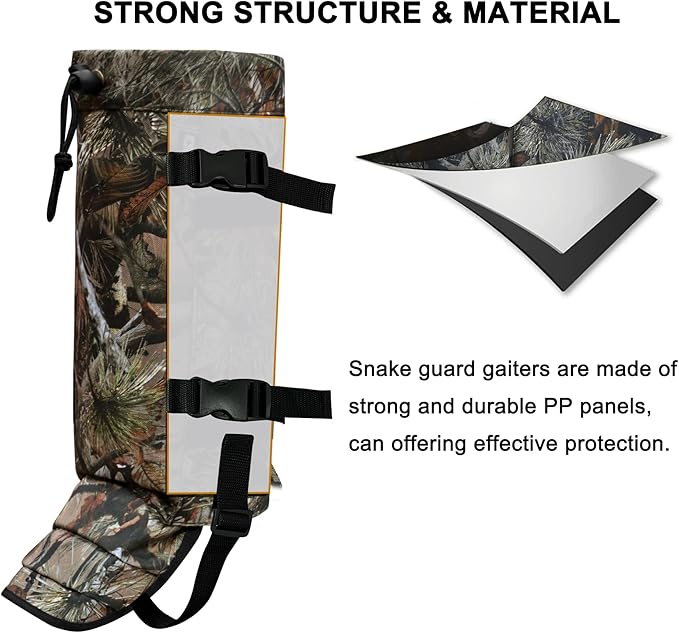 Snake Gaiters Leg Guards, Waterproof Snake Guards, Adjustable Snake Bite Protection for Lower Legs, Snake Chaps for Men&Women