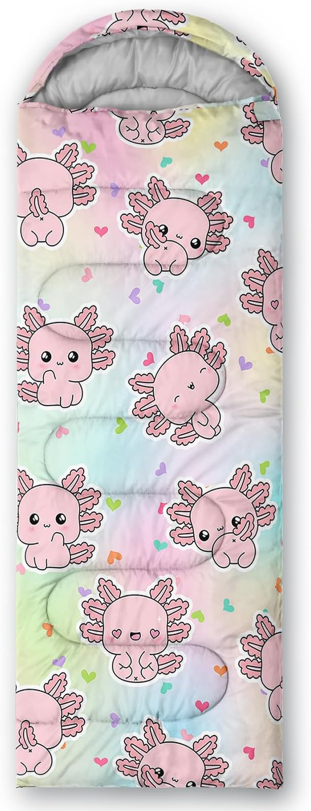 AILONEN Pink Lovely Rabbit Sleeping Bag for Girls Kids Adults,Warm and Cool Weather,Lightweight,Waterproof Backpacking,Cartoon Flowers Printed Bunny Sleeping Bag for Camping
