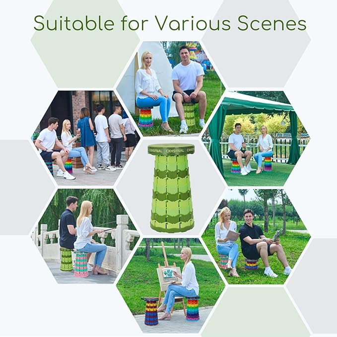 Upgraded Portable Foldable Stool,Folding Camp Stool,Lightweight Sturdy 400lbs Load Capacity Collapsible seat Height Adjustable for Fishing Hiking Picnic Hunting Party BBQ Indoor (Gradient Green)