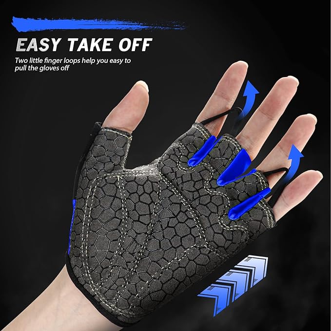 Bike Gloves for Men Women with Anti-Slip Shock-Absorbing Pad, Light Weight Half-Finger Cycling Gloves