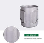 Titanium Coffee Mug Titanium Pots Titanium Cup with Foldable Handle Outdoor Camping Water Mug Tableware 14.3oz/420ml Ti1518B