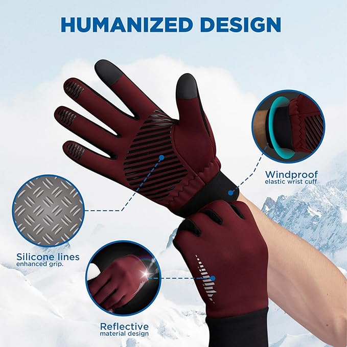 SIMARI Winter Gloves Women Men Ski Snow Gloves Liner Thermal Warm Touch Screen, Suit for Running, Cycling, Biking, Hiking, Driving, Walking, Typing, Freezer Work, Sports, Soccer, Shooting, Gaming 102