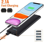 [2 Pack] Portable Charger Power Bank 10000mAh,Ultra Slim Portable Phone Charger with Dual USB Outputs,Backup External Battery Pack Compatible with iPhone 15/14/13/12,Samsung etc-Black+Black