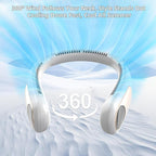 Portable Neck Fan,Personal Wearable Bladeless Fan,LED Display,4-Speeds,6000mAh USB Rechargeable,360° Strong Cooling Wind,Hands Free,Long Lasting,Birthday Gifts for Men Women Dad Mom (White)