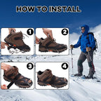 WIN.MAX Crampons for Shoes, Traction Cleats Ice Snow Grips with 19 Stainless Steel Spikes, Shoe Talons Anti - Slip Boots Spikes for Walking, Jogging, Climbing and Hiking