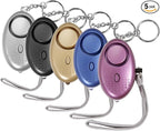 Personal Alarm for Women, 5 Pack 140DB Emergency Self-Defense Security Alarm Keychain with LED Light for Women Kids and Elders-Black, Silver, Purple, Gold, Blue
