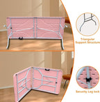 6 FT Folding Table with Carry Handle, Portable Fold-in-Half Plastic Table, Rectangle Foldable Table for Indoor/Outdoor Pink