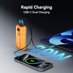 MARBERO Portable Power Bank 10000mAh Dual Input USB C Phone Charger Battery Pack Portable PD3.0 QC3.0 with LED Display Compatible with iPhone 16 15 14 13 Samsung Google iPad etc (Orange)