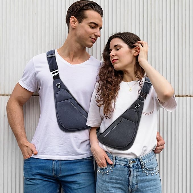 Peicees Sling Bag For Men Women Small Crossbody Backpack Shoulder Bag Man Purse Chest Bag For Hiking Travel