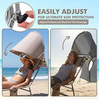 Backpack Beach Tanning Chair with Canopy and Face Hole, 6-Position Folding Lay Out Lounge Chair, UPF 50+ Wind-Resistant Sun Shade, Portable Recliner for Sunbathing, Outside, Poolside, Lawn, Patented