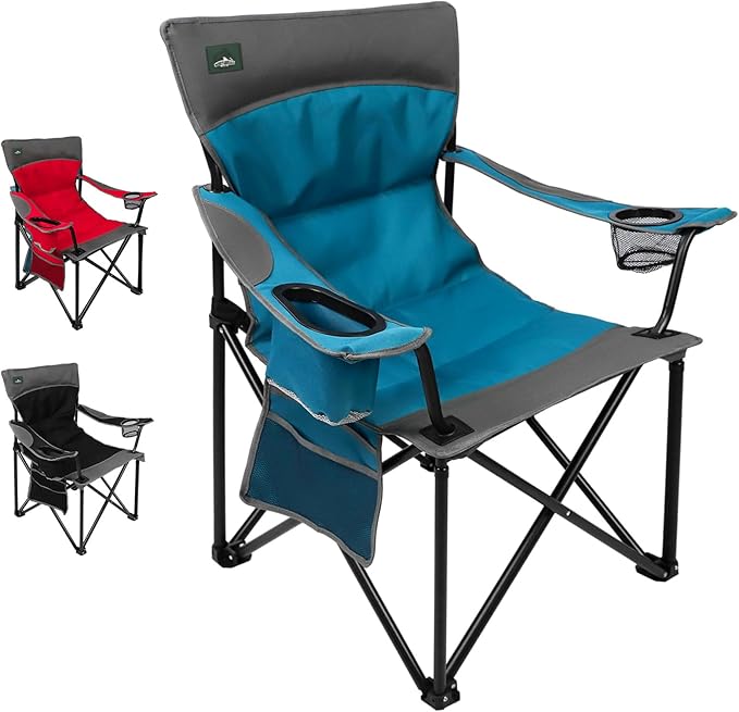 Northroad Foldable Camping Chair Heavy-Duty Outdoor Folding Chair Support Up to 300lbs for Hiking, Picnics, Patio, Beach, Fishing (Blue)