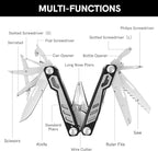 16-in-1 Compact Multitool, Full-Size, Multi Tool for DIY, High-Grip Black Handle - EDC/Hiking/Garden Essential/Outdoors