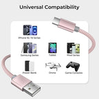Basesailor for iPhone 17 16 Pro Max Charger Cord,USB to USB C Cable,Type C Charging Power Cord for Apple 17e 15 iPad 10 Air 4 5,Samsung Galaxy S26 S25 S24 S23,Pink,2Pack 10FT(3M)