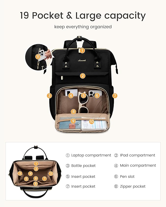 LOVEVOOK Laptop Backpack for Women with Giant Tumbler Holder Pocket,18 inch Waterproof Travel Backpack Purse Computer Laptop Bag,Professional Work College Nurse Teacher Backpack Daypack,Olive Green