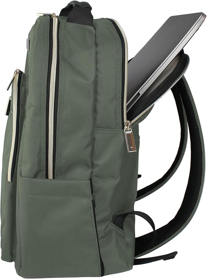 Kenneth Cole REACTION Women's Chelsea Chevron 15" Laptop and Tablet Backpack, Olive