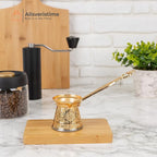 Alisveristime Authentic Turkish Coffee Pot, Handmade Cezve/Ibrik, Multiple Sizes and Colors Available - Enhance Your Coffee Experience Now! (Gold, 1 Cup)