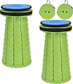 2 Pack Upgraded Collapsible Stool with Cushion, Thickened Retractable Folding Stool Max Load Capacity 400lbs, Portable Telescoping Stools for Camping Fishing Outdoor Hiking BBQ -Green