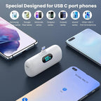 Mini Portable Charger 5000mAh Power Bank,15W PD USB C Cell Phone Portable Power, LCD Display Battery Pack Compatible With iPhone 15/15 Plus/15 Pro/15 Pro Max/Android/Samsung/Moto/LG (Type-C Only)