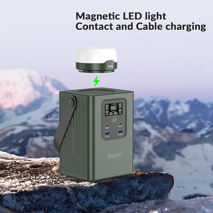 Alpatronix Portable Power Bank Station (93000mAh), 300Wh Power Station, 95W Outdoor Generator with Detachable LED Lights. 100W Fast Charging and LifePO4 Battery for Camping, Traveling and Emergencies.