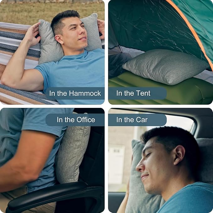 ACCURATEX Camping Pillow-100% Cotton Breathable Cover,Shredded Memory Foam Compressible Travel Pillow,Camping&Travel Accessories-Small Backpacking Pillow Camping Essentials for Sleeping,Car&Airplane