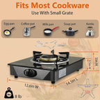 Propane Stove 1 Burner Gas Stove, 14500 BTU High-Efficiency Auto Ignition Tempered Glass LPG Cooktop with CSA Regulator and Hose – for Outdoor Camping, RV, and Emergency Cooking