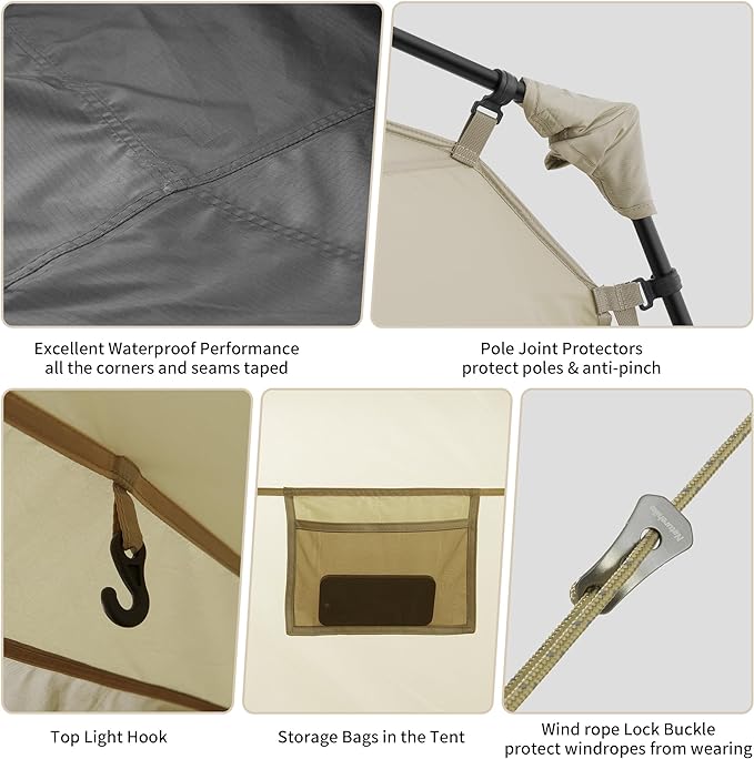 Naturehike Village Instant Tent, 4 Person 8 Person Camping Tent with Full Rainfly, Waterproof Large Cabin Tents for Car Camping