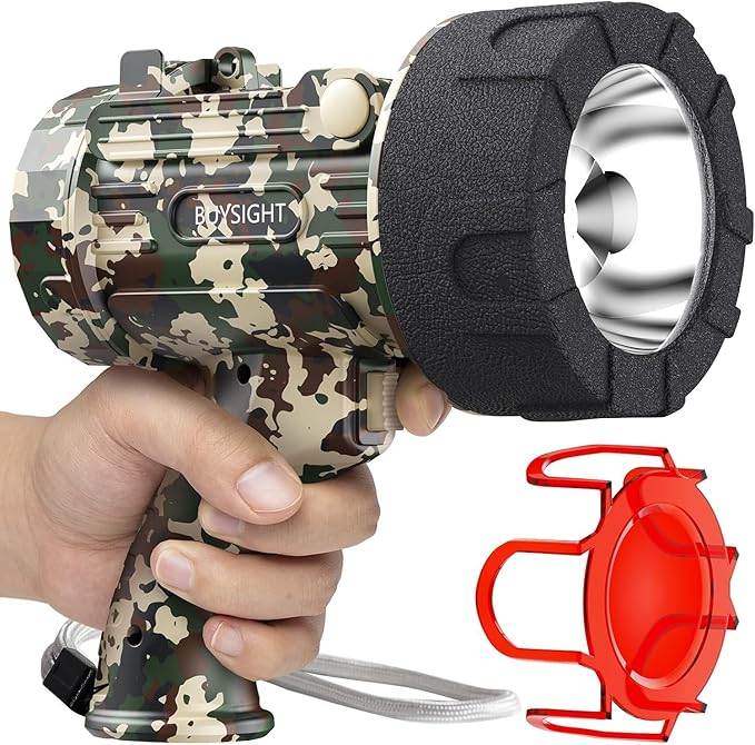 BUYSIGHT Rechargeable Spotlight Flashlight,1000,000 lumens Hand held Spotlight Waterproof Flashlight Hunting Lamp with red Filter (Camouflage Green)