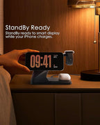 3 in 1 Charging Station for Apple Devices, Mag-Safe Charger Stand, Wireless Charger for iPhone 16/15/14/13/12 Series,& AirPods,& iWatch, Adapter Not Included