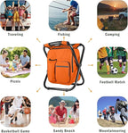 Kikerike Backpack Stool Cooler Chair Heavy Duty 400 LBS Max Load Portable Lightweight Stool Backpack Folding Fishing Cooler Seat for Camping Hunting Fishing - Orange