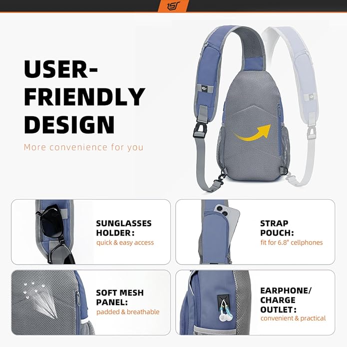 SKYSPER Sling Bag RFID Crossbody Sling Backpack Cross Body Shoulder Bag Travel Hiking Daypack for Women Men