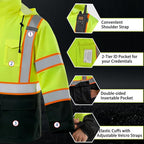 High Vis Reflective Safety Rain Jacket for Men, Class 3 Hi Vis Rain Gear for Construction Workers (Yellow-Black,2XL/3XL)