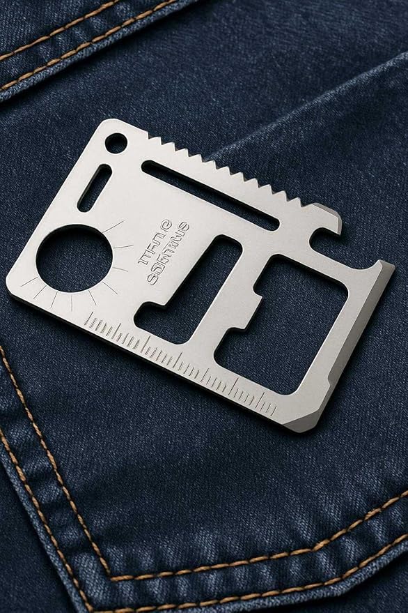 12-in-1 Tool Pen & Stainless Steel EDC Wallet Card Tool Gift Set | Multitool Duo Everyday Carry Survival Gadget for Men & Women (2-pack)