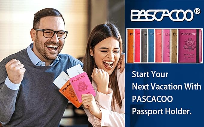 Passport Holder Cover Wallet Travel Essentials RFID Blocking Leather Card Case International Must Haves Travel Accessories for Women Men(101#Blue)