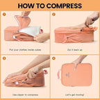 Lightweight Compression Packing Cubes for Suitcases, Compressible Expandable Travel Packing Organizer with Clear Toiletries and Backpack Bag, Travel Essentials for Carry on Luggage 7 Set