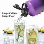 Water Bottle Insulated 32oz 40oz 64oz 128oz Straw Lid Spout Lid & 3 Lids, Leak Proof, Vacuum Insulated,Stainless Steel Water Bottle Wide Mouth for Sports, Gym or Office