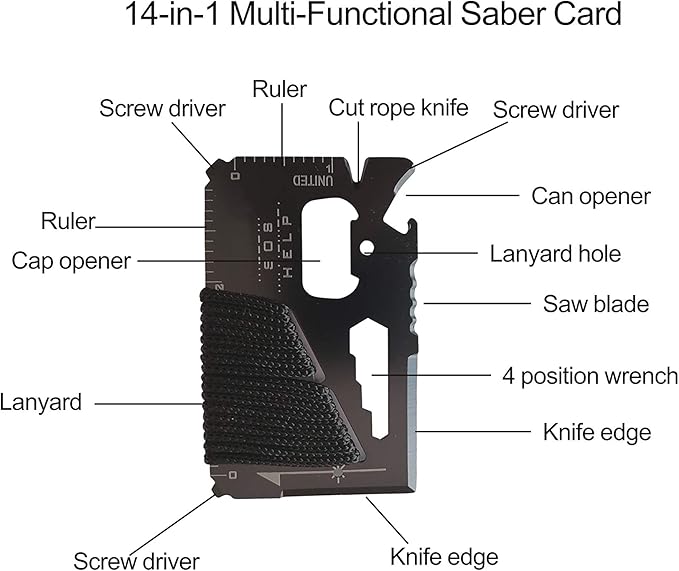 Survival Fire Starter Kit – 6 Bags Magnesium Shavings, 3.15" Ferro Rod, Wax Rope, Emergency Blanket, 14-in-1 Multi Tool Card, Wire Saw, Outdoor Camping Hiking Gear with Waist Bag