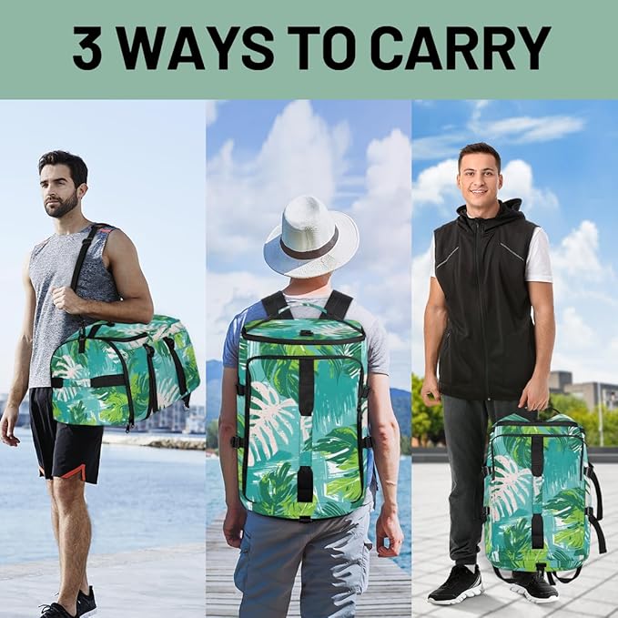 Gym Bag for Men Women with Shoes Compartment Duffle Bag for travel Hiking Waterproof Backpack Fitness Workout(Leaf)